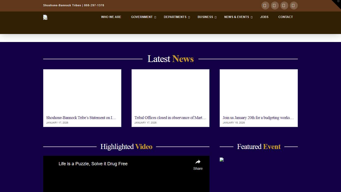 Shoshone-Bannock Tribes Located on the Fort Hall Indian Reservation